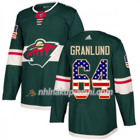 Minnesota Wild Dresy Mikael Granlund 64 2017-2018 USA Flag Fashion Zelená Adidas Authentic - Pánské